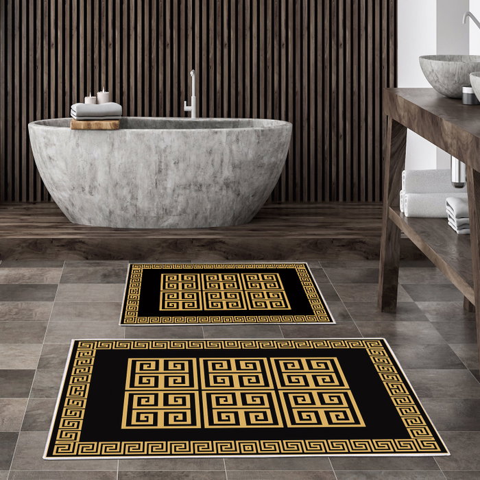 Mijölnir Kt461 Juego de Alfombrillas de Baño Antideslizantes y Antibacterianas de Poliéster (50x60cm y 60x100cm)